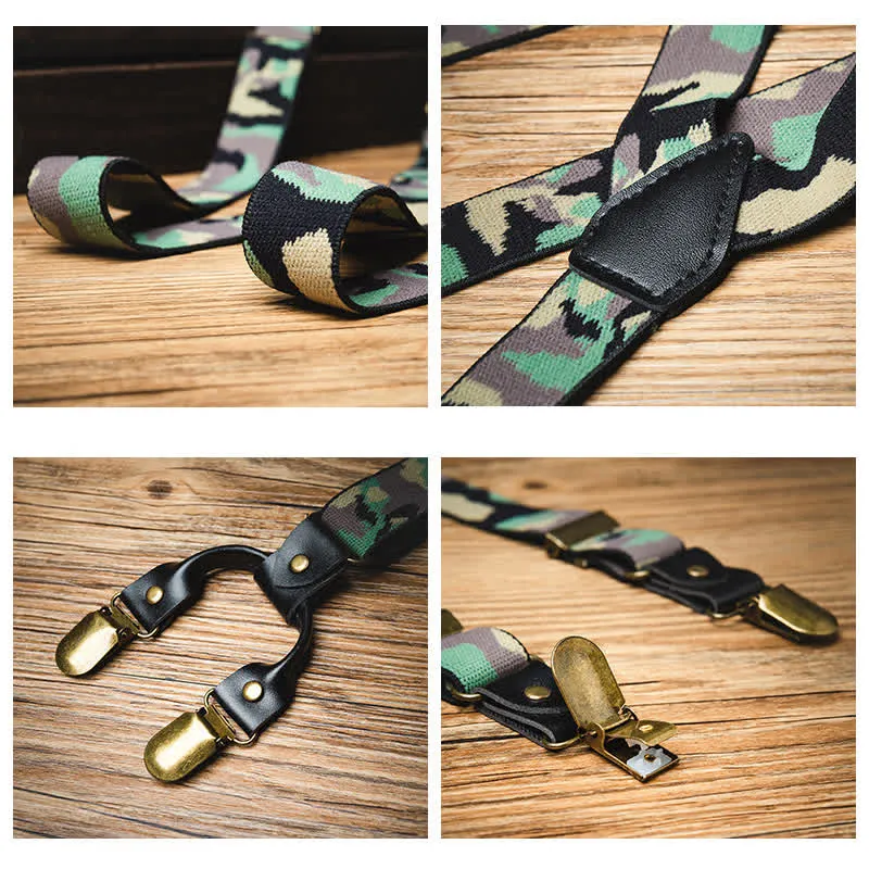 Green Camouflage Pattern Y-back Elastic Suspenders sold by FloralTrip product image thumbnail 4