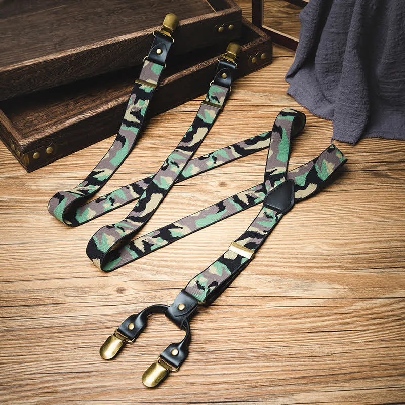 Green Camouflage Pattern Y-back Elastic Suspenders sold by FloralTrip product image thumbnail 2