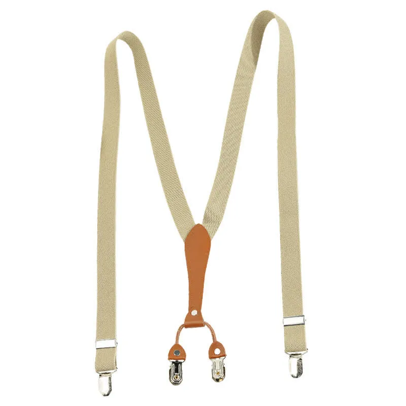 Light Khaki Best Man Y-back Elastic Suspenders sold by FloralTrip product image thumbnail 5