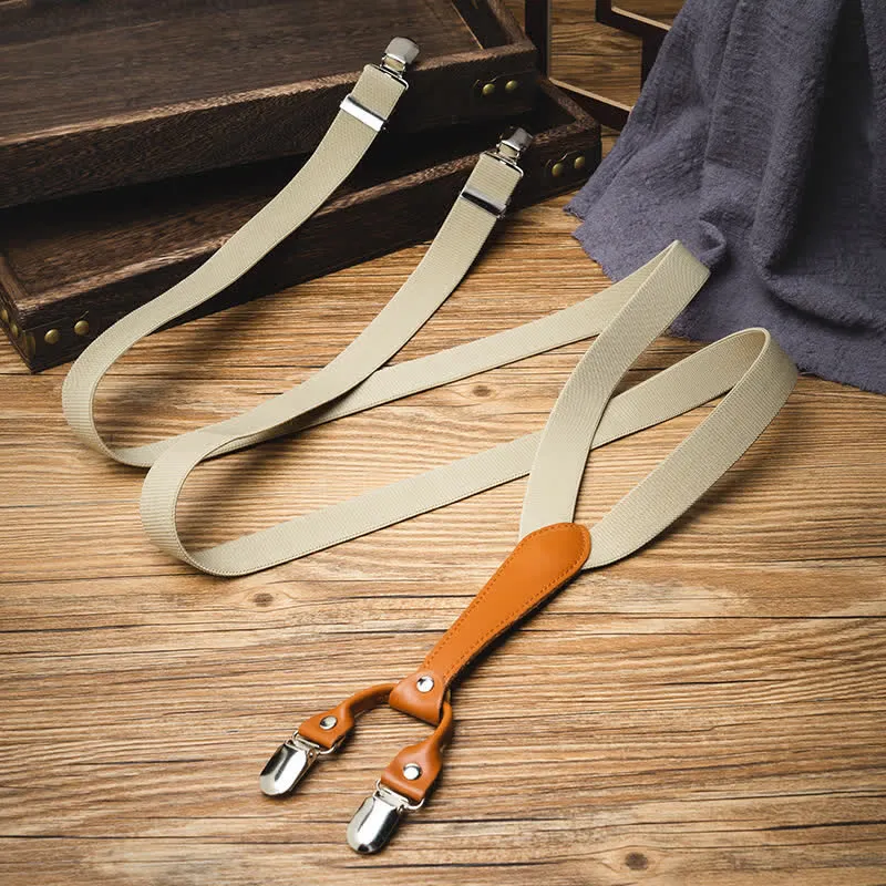 Light Khaki Best Man Y-back Elastic Suspenders sold by FloralTrip product image thumbnail 2