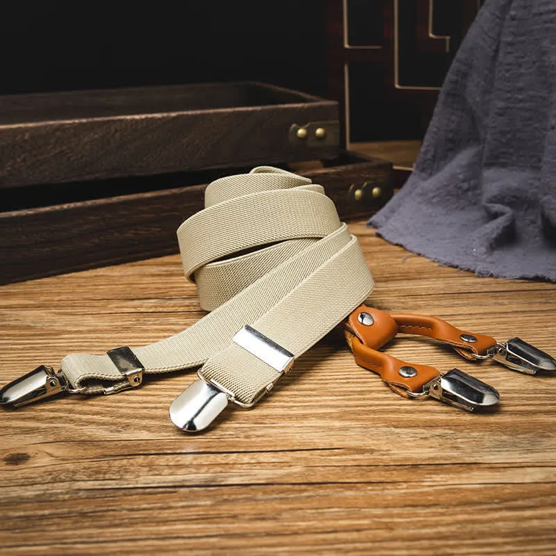 Light Khaki Best Man Y-back Elastic Suspenders sold by FloralTrip product image thumbnail 3