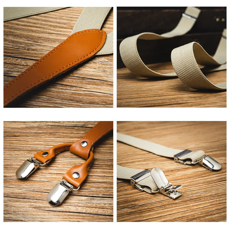 Light Khaki Best Man Y-back Elastic Suspenders sold by FloralTrip product image thumbnail 4