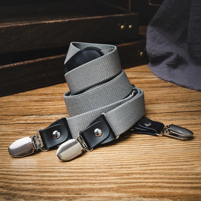 Solid Gray Gentleman Y-back Elastic Suspenders sold by FloralTrip product image thumbnail 3