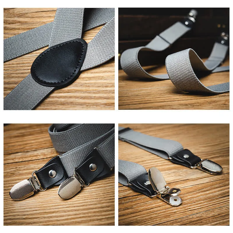 Solid Gray Gentleman Y-back Elastic Suspenders sold by FloralTrip product image thumbnail 4