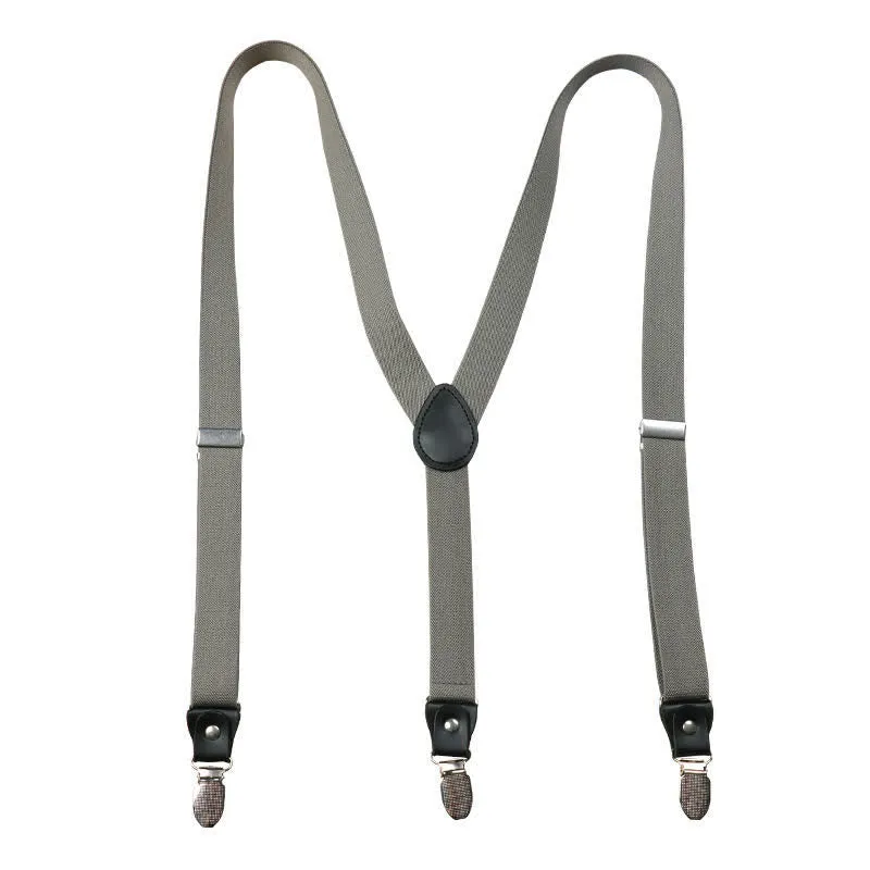 Solid Gray Gentleman Y-back Elastic Suspenders sold by FloralTrip product image thumbnail 5