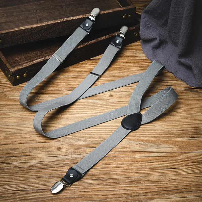Solid Gray Gentleman Y-back Elastic Suspenders sold by FloralTrip product image thumbnail 2