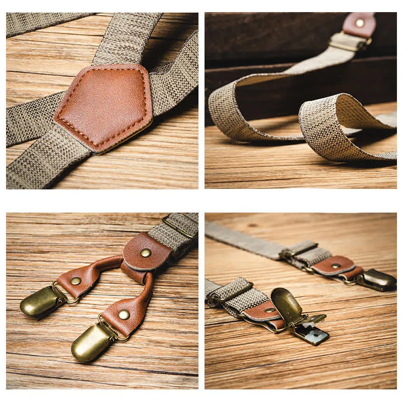 Dark Khaki Nostalgic Casual Y-back Elastic Suspenders sold by FloralTrip product image thumbnail 4