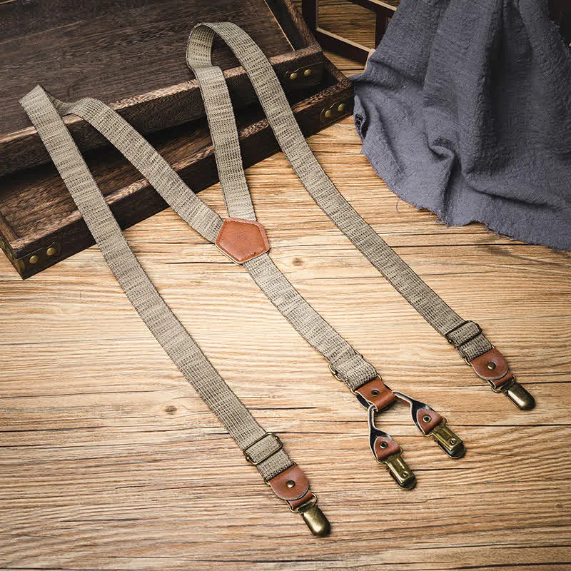Dark Khaki Nostalgic Casual Y-back Elastic Suspenders sold by FloralTrip