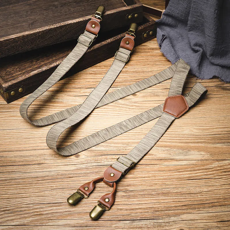 Dark Khaki Nostalgic Casual Y-back Elastic Suspenders sold by FloralTrip product image thumbnail 2