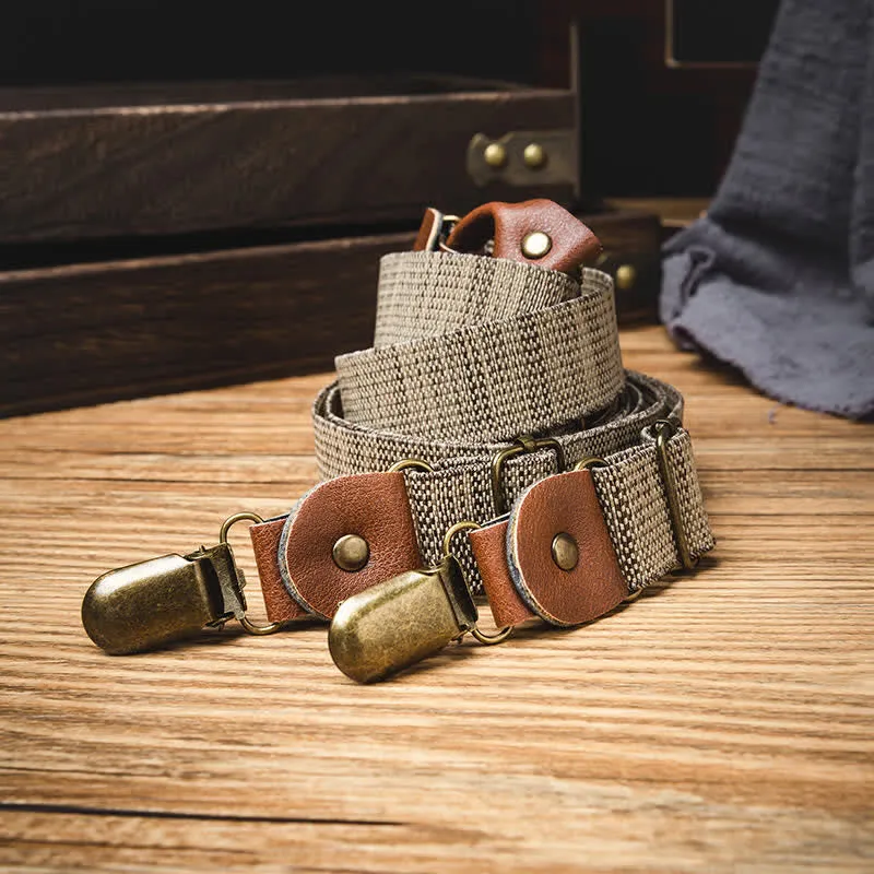 Dark Khaki Nostalgic Casual Y-back Elastic Suspenders sold by FloralTrip product image thumbnail 3