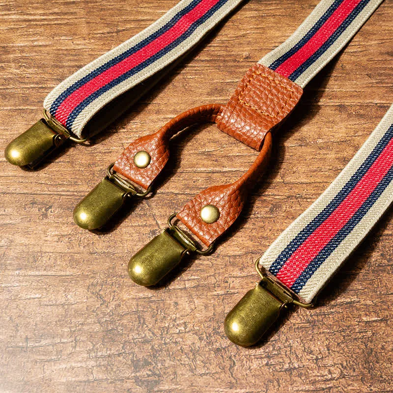 Red & Beige Striped Y-back Elastic Suspenders sold by FloralTrip product image thumbnail 5