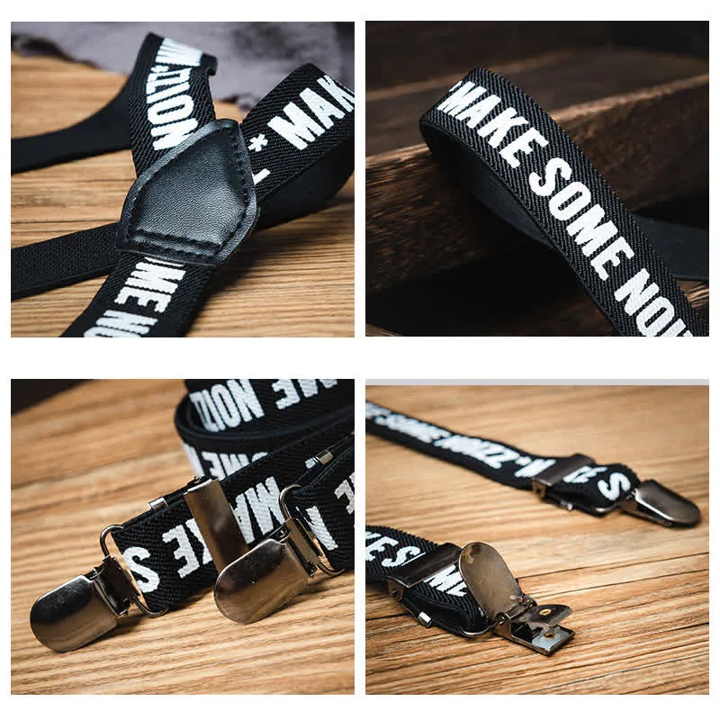 Black & White Letter-Printed Y-back Elastic Suspenders sold by FloralTrip product image thumbnail 4