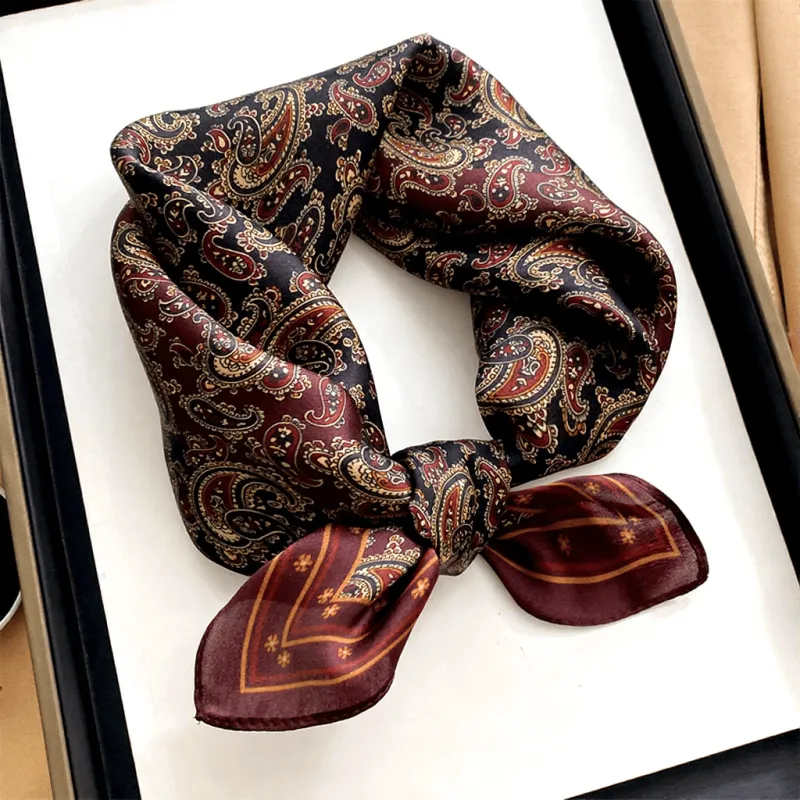 Exquisite Silk Skin-Friendly Cashew Print Square Scarf sold by FloralTrip