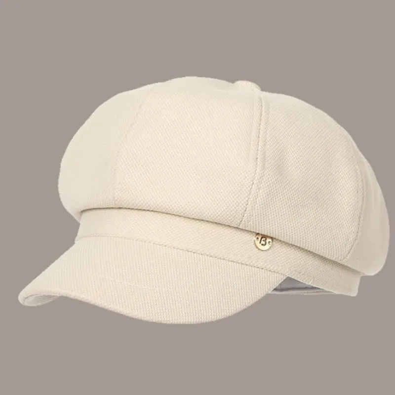 Retro Winter Solid Color Women's Beret With Round Logo sold by FloralTrip