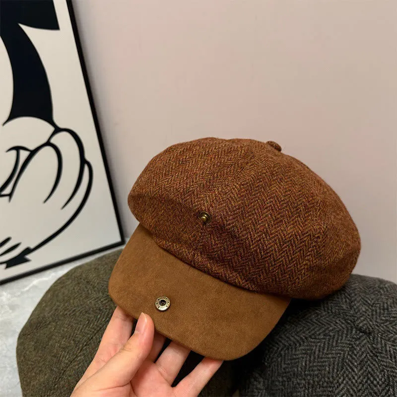 Vintage Solid Color Winter Beret Hat With Button sold by FloralTrip product image thumbnail 3