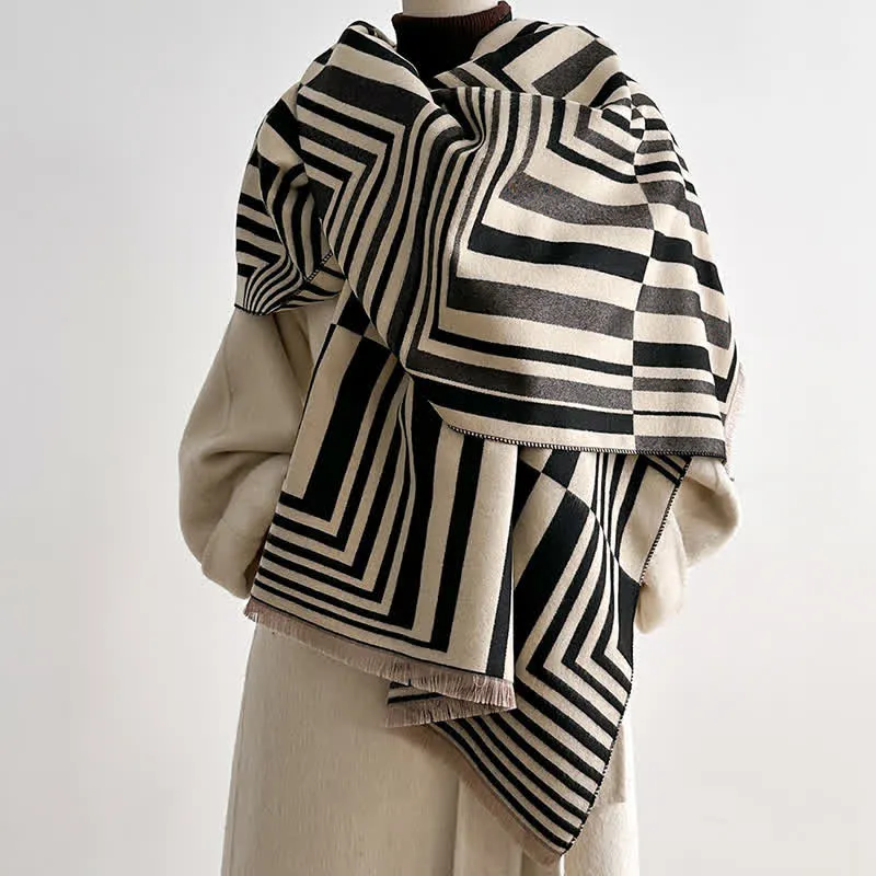 Dazzling Geometric Optical-Art Striped Pattern Scarf made by FloralTrip