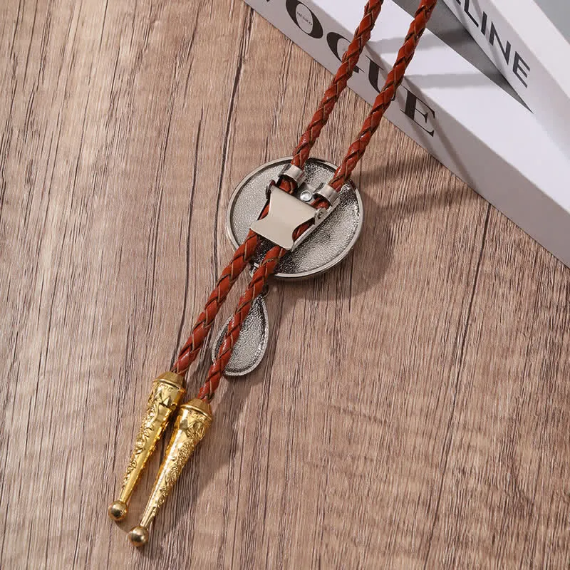 Initial Letter Brown Leather Bolo Tie With Teardrop-Shaped Pendant sold by FloralTrip product image thumbnail 3