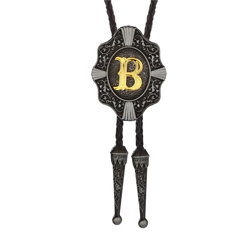 Intricate Filigree Design Initial Letter A To Z Bolo Tie sold by FloralTrip product image thumbnail 3