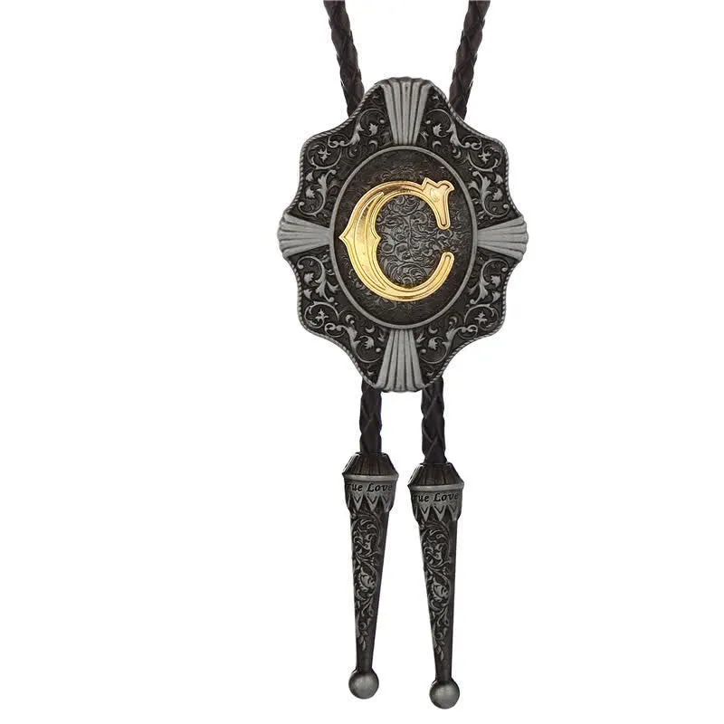 Intricate Filigree Design Initial Letter A To Z Bolo Tie sold by FloralTrip product image thumbnail 4
