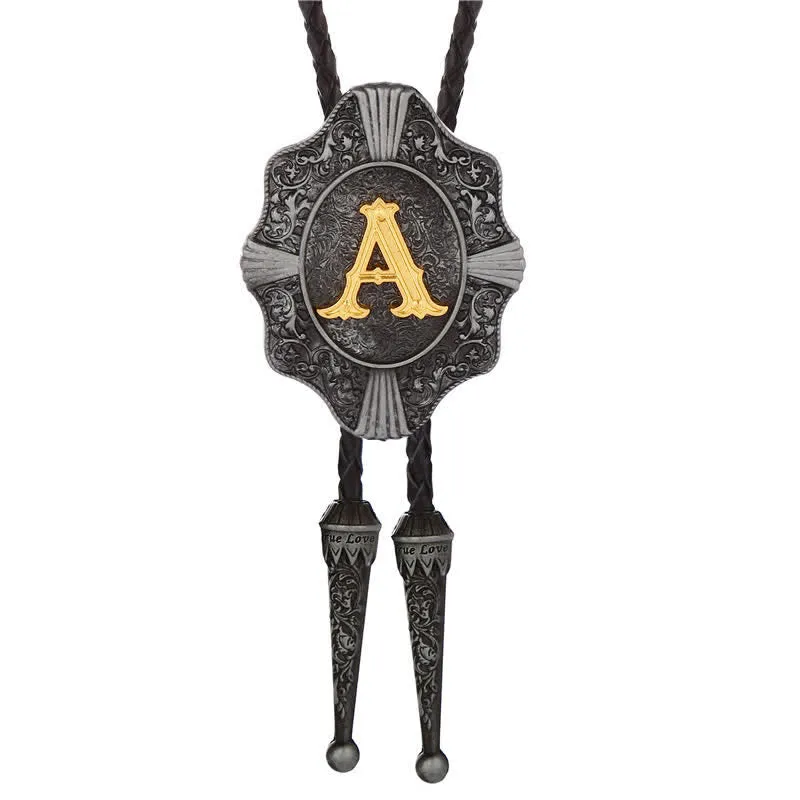 Intricate Filigree Design Initial Letter A To Z Bolo Tie sold by FloralTrip