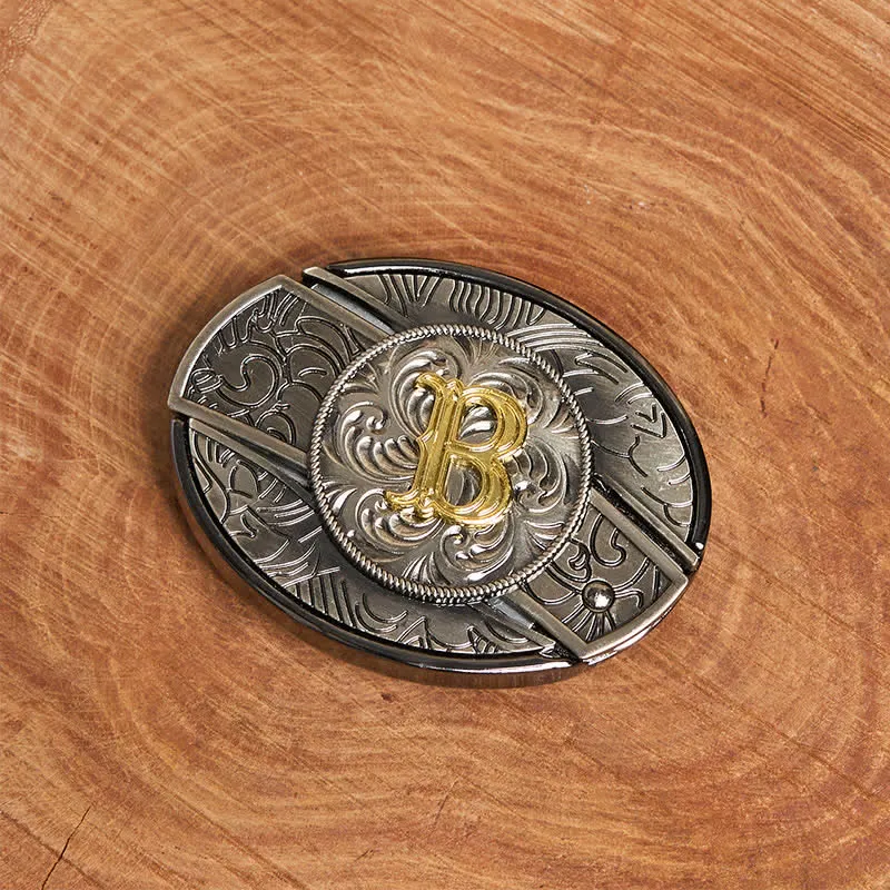 Two-Tone Initial Letter DIY Hidden Knife Buckle Leather Belt sold by FloralTrip product image thumbnail 4