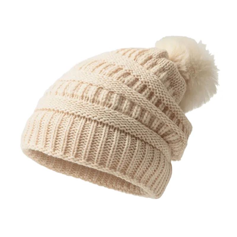 Women's Winter Keep Warm Knitted Beanie Hat With Hairball sold by FloralTrip