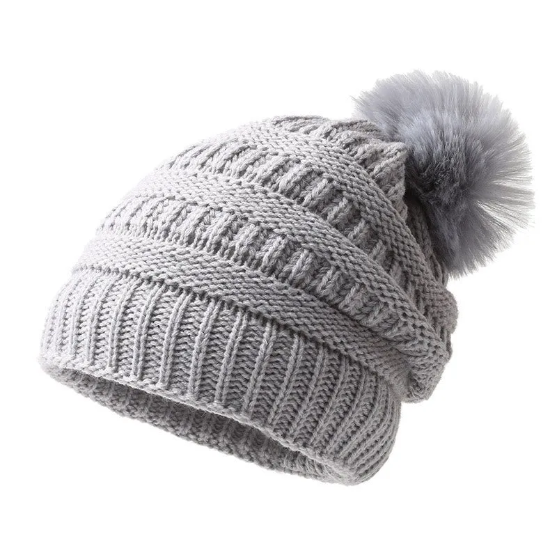Women's Winter Keep Warm Knitted Beanie Hat With Hairball sold by FloralTrip product image thumbnail 5