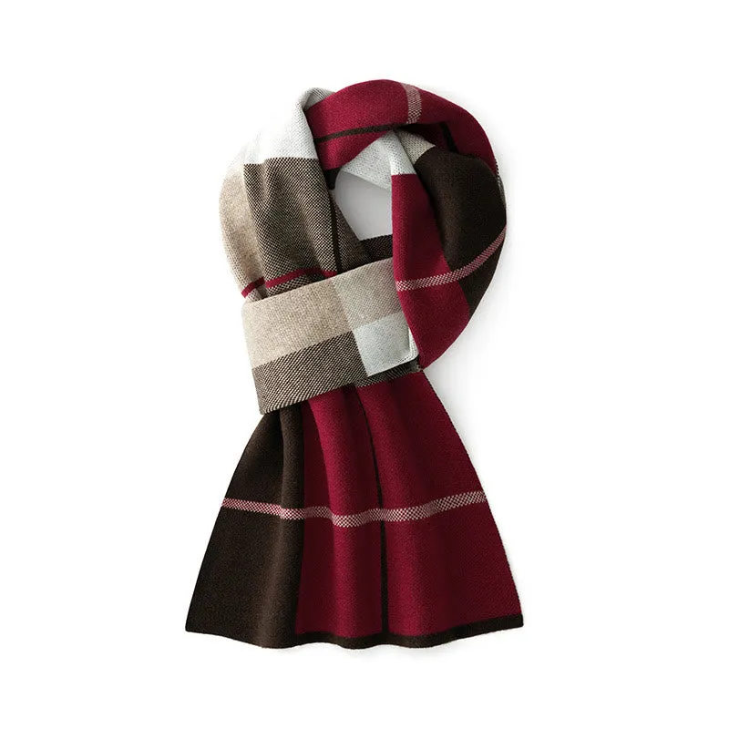 Men's Winter Keep Warm Color Blocked Knitted Scarf sold by FloralTrip product image thumbnail 4