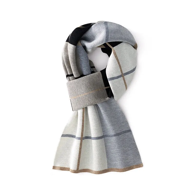 Men's Winter Keep Warm Color Blocked Knitted Scarf sold by FloralTrip product image thumbnail 2