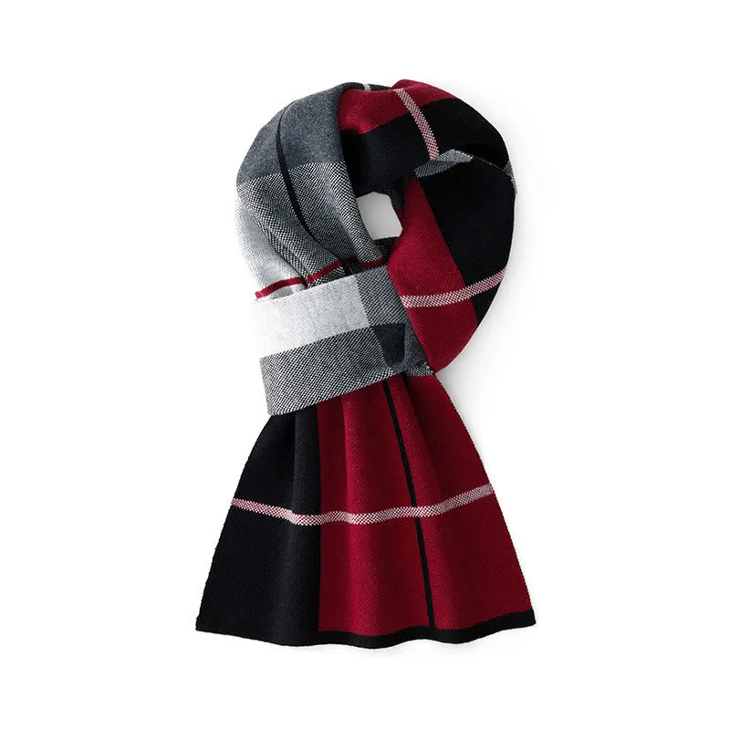 Men's Winter Keep Warm Color Blocked Knitted Scarf sold by FloralTrip product image thumbnail 3