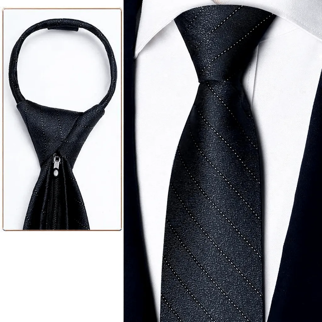 Men's Elegant Champagne Zipper Pre-Tied Necktie sold by FloralTrip product image thumbnail 4