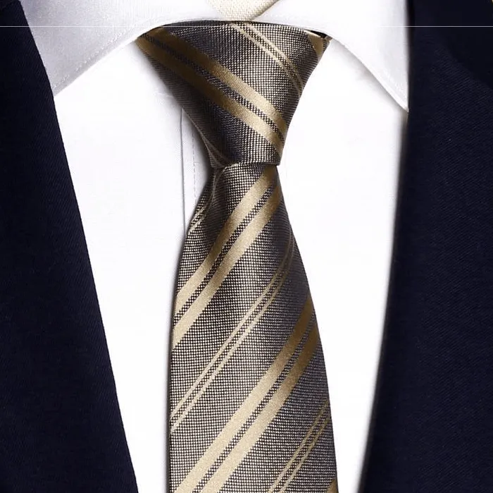 Men's Elegant Champagne Zipper Pre-Tied Necktie sold by FloralTrip product image thumbnail 2