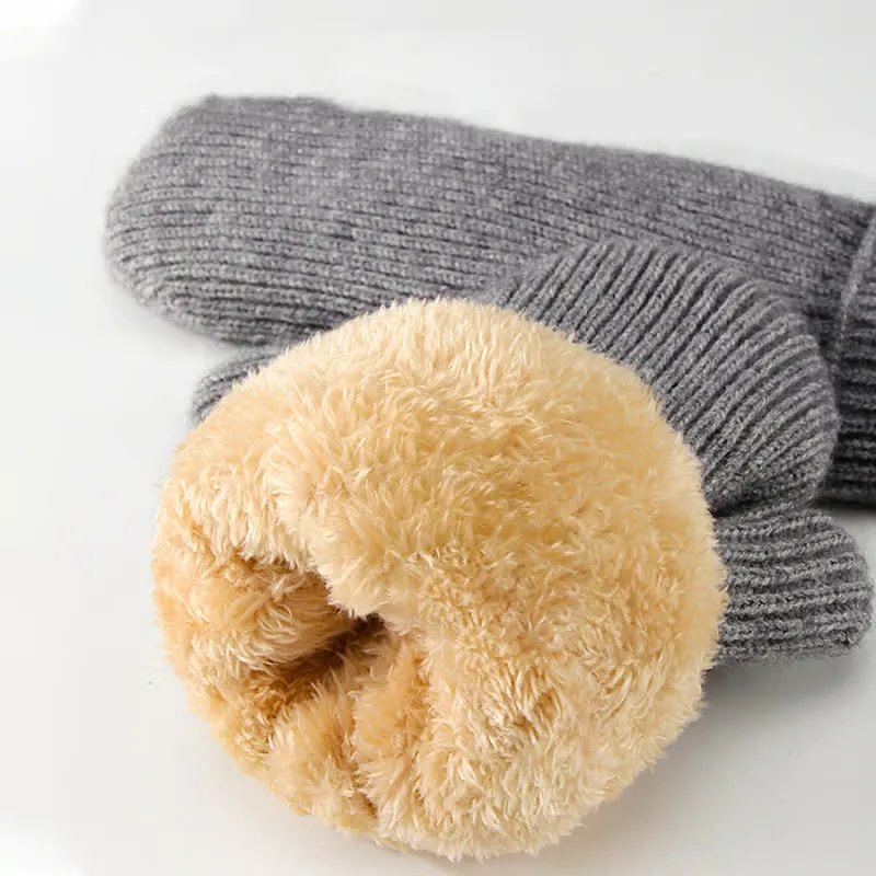 Fleece Lined Full Finger Cold Weather Knitted Gloves sold by FloralTrip product image thumbnail 3