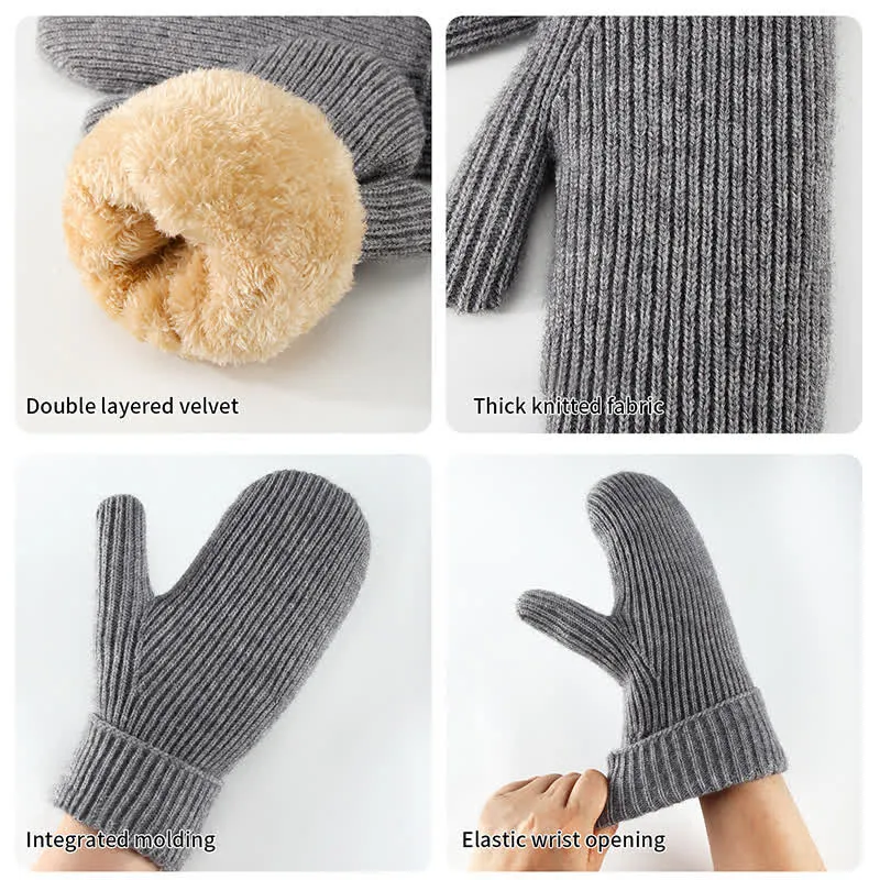 Fleece Lined Full Finger Cold Weather Knitted Gloves sold by FloralTrip product image thumbnail 4