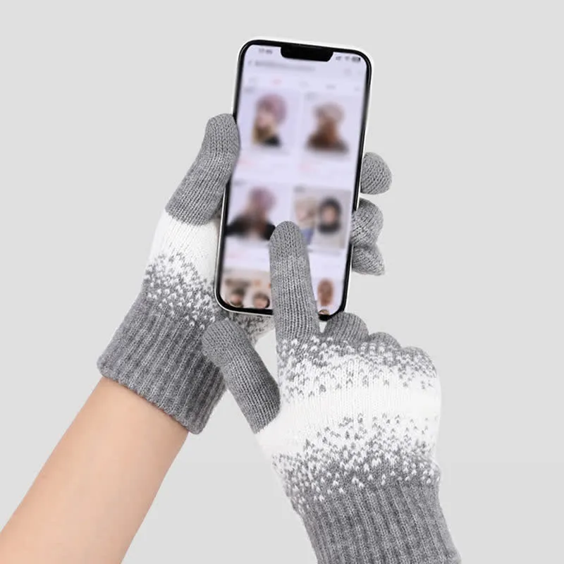 Two-Tone Gradient Color Speckled Patterned Knitted Gloves sold by FloralTrip product image thumbnail 3