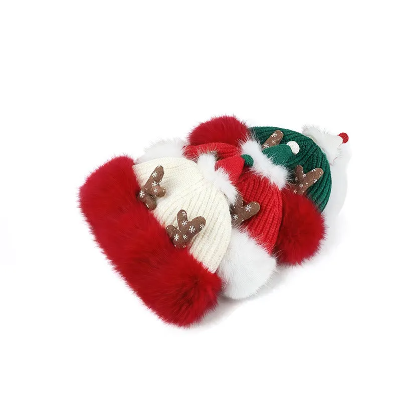 Women's Winter Christmas Antlers Keep Warm Plush Hat sold by FloralTrip product image thumbnail 5