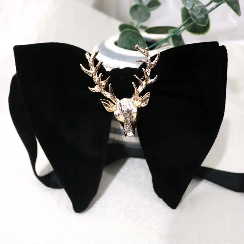 Christmas Deer Metal Decor Velvet Oversized Pointed Bow Tie sold by FloralTrip product image thumbnail 3