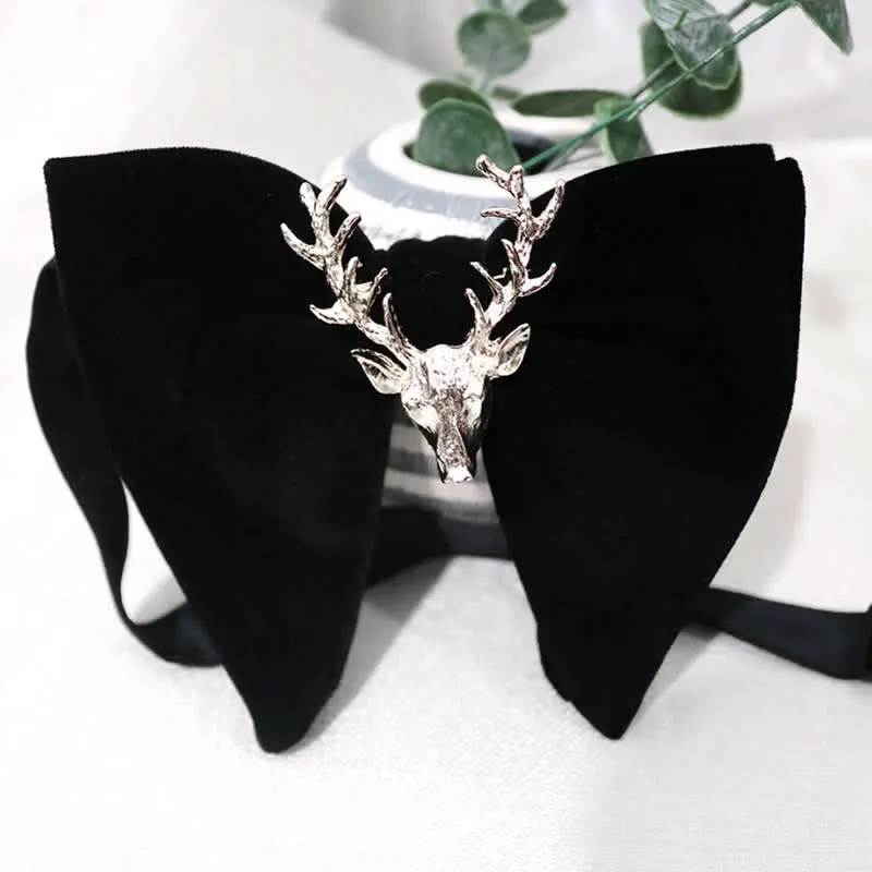 Christmas Deer Metal Decor Velvet Oversized Pointed Bow Tie sold by FloralTrip product image thumbnail 4