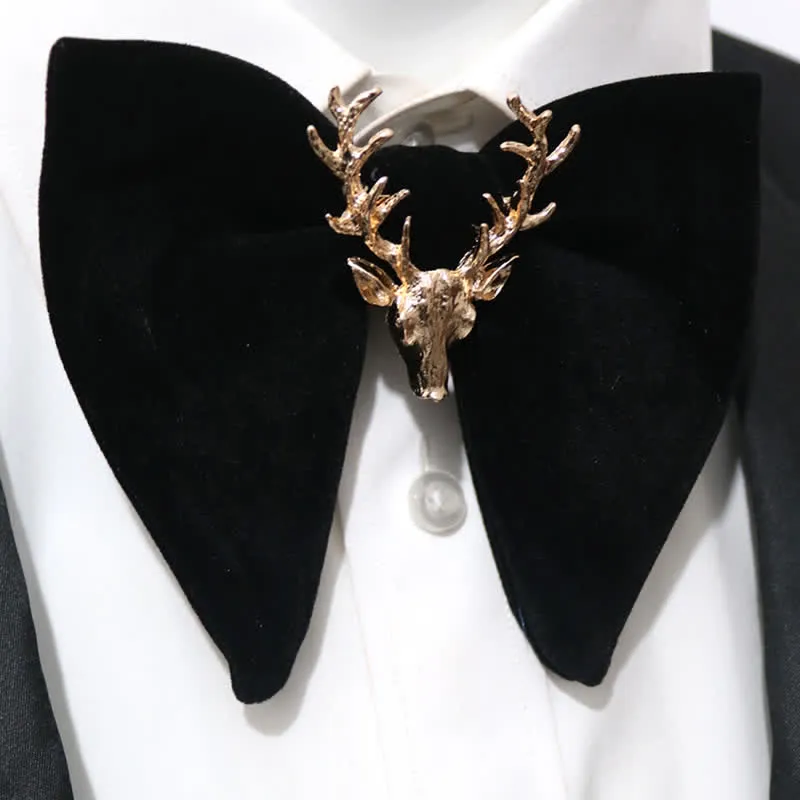 Christmas Deer Metal Decor Velvet Oversized Pointed Bow Tie sold by FloralTrip