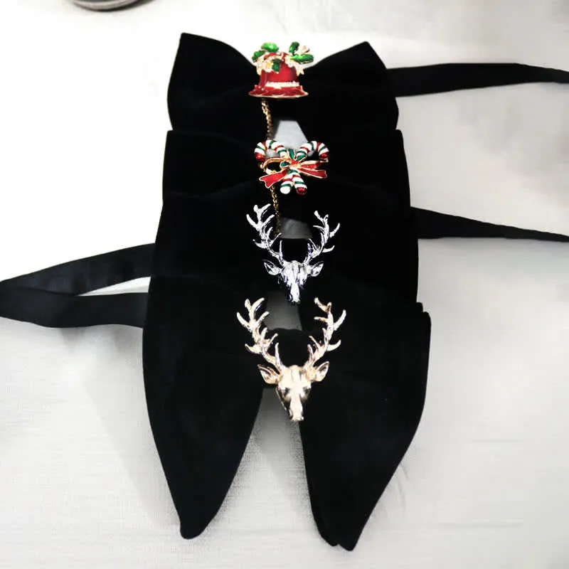Christmas Deer Metal Decor Velvet Oversized Pointed Bow Tie sold by FloralTrip product image thumbnail 2