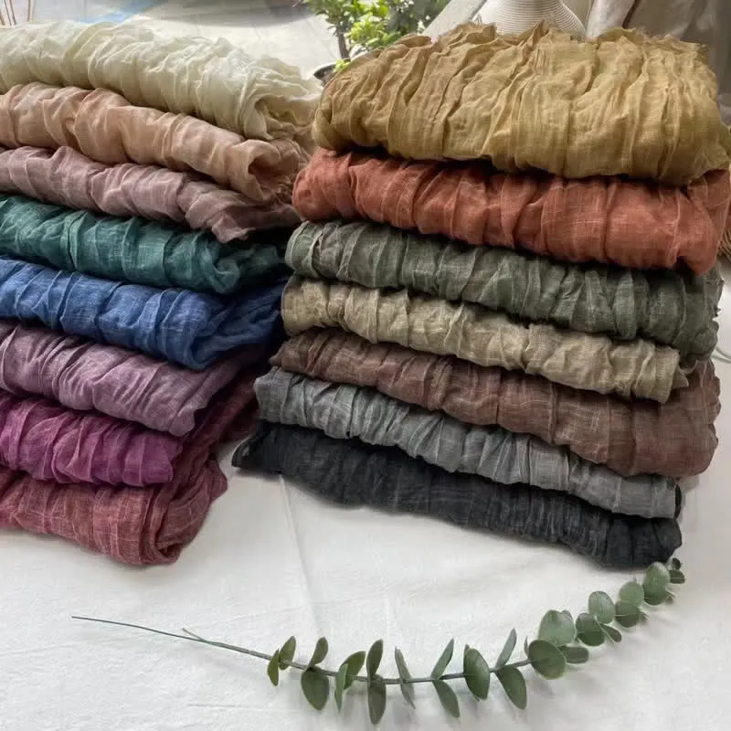 Chic Wrinkles Textured Four Seasons Cotton Linen Scarf sold by FloralTrip