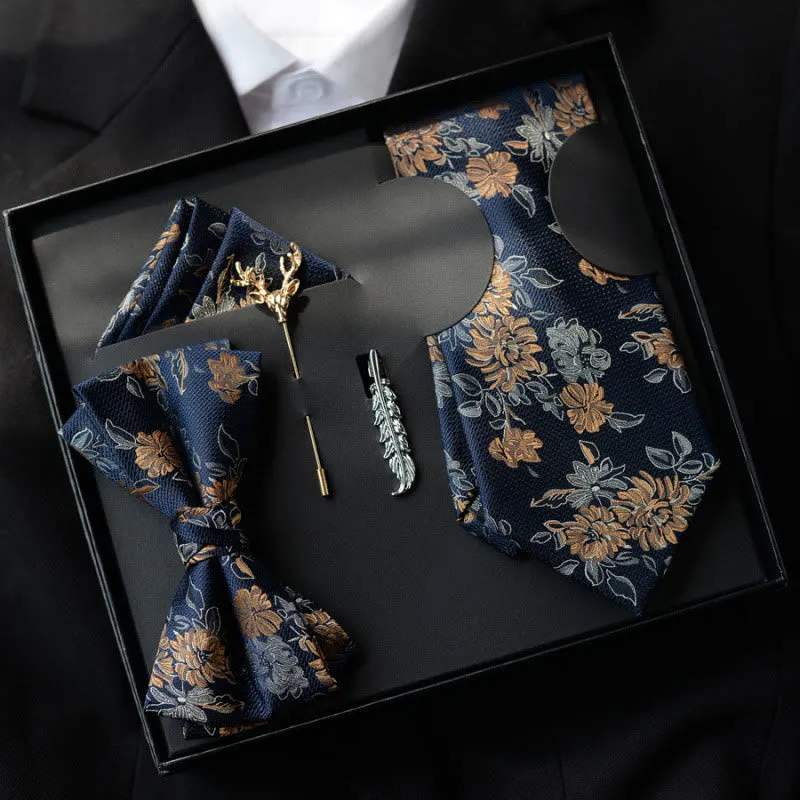 5Pcs Men's Blue Flower Pattern Bow Ties Gift Box sold by FloralTrip