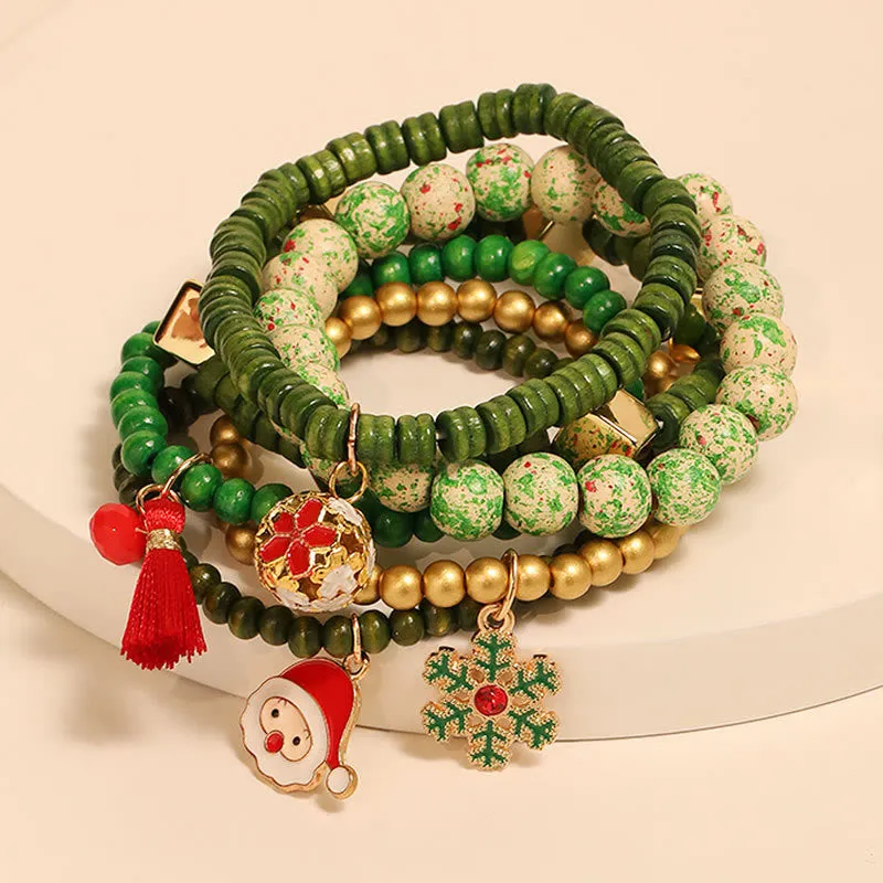 6Pcs Green Christmas Bead Pendant Bracelet Set sold by FloralTrip