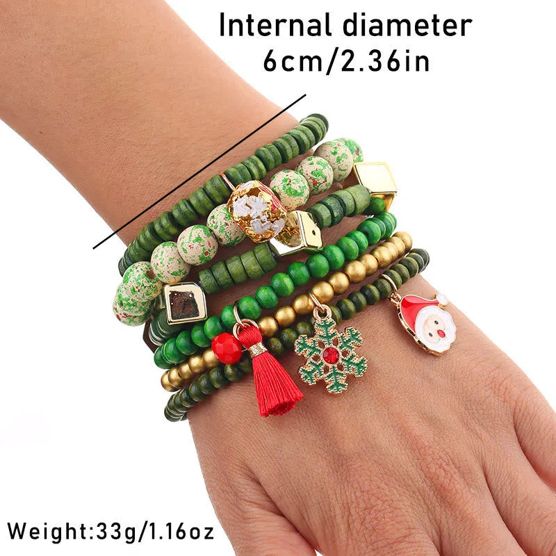 6Pcs Green Christmas Bead Pendant Bracelet Set sold by FloralTrip product image thumbnail 5