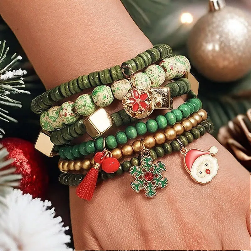 6Pcs Green Christmas Bead Pendant Bracelet Set sold by FloralTrip product image thumbnail 2