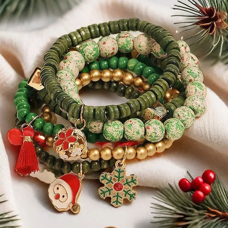 6Pcs Green Christmas Bead Pendant Bracelet Set sold by FloralTrip product image thumbnail 3
