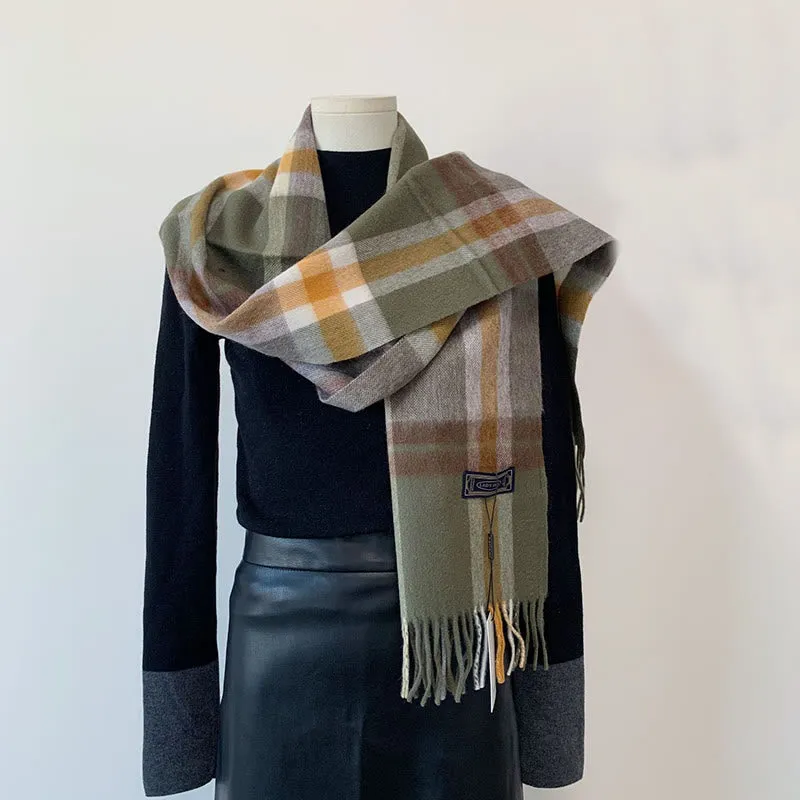 Women's Winter Keep Warm Vintage Plaid Wool Scarf sold by FloralTrip