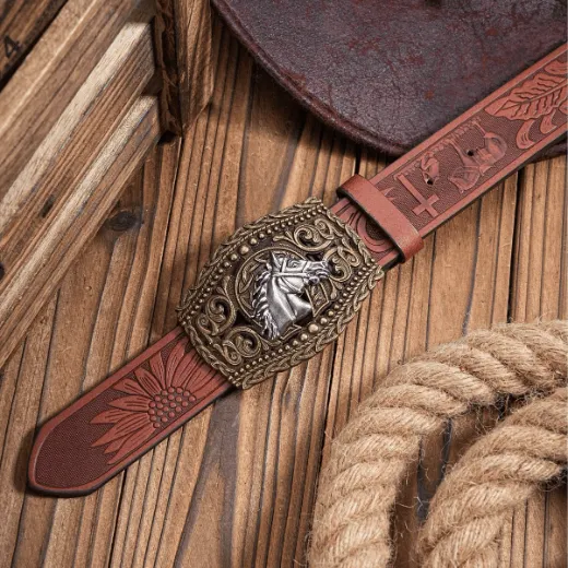 Men's Silver Horse Head Hollow Buckle Carved Belt sold by FloralTrip product image thumbnail 5