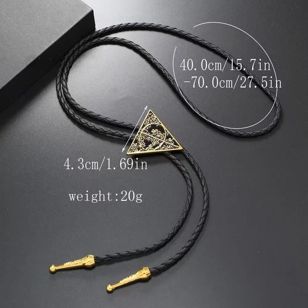 Geometric Triangle Pattern Metal Braided Leather Bolo Tie sold by FloralTrip product image thumbnail 4