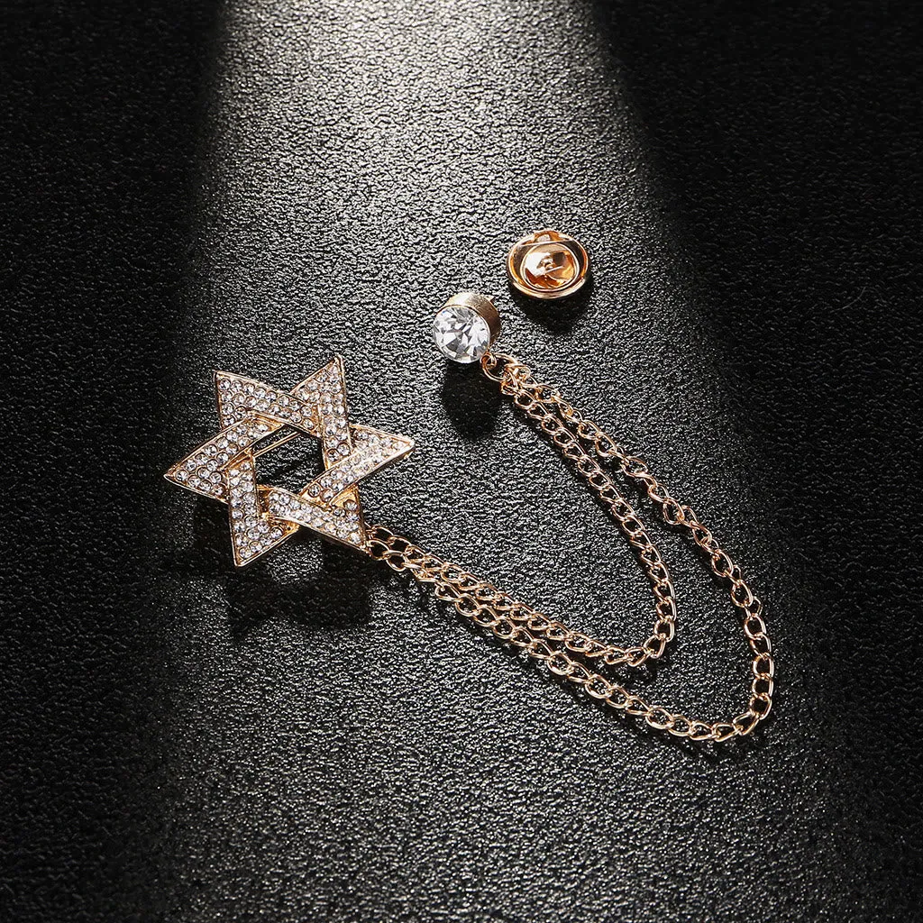 Men's Rhinestone Star of David Chain Brooch sold by FloralTrip product image thumbnail 2